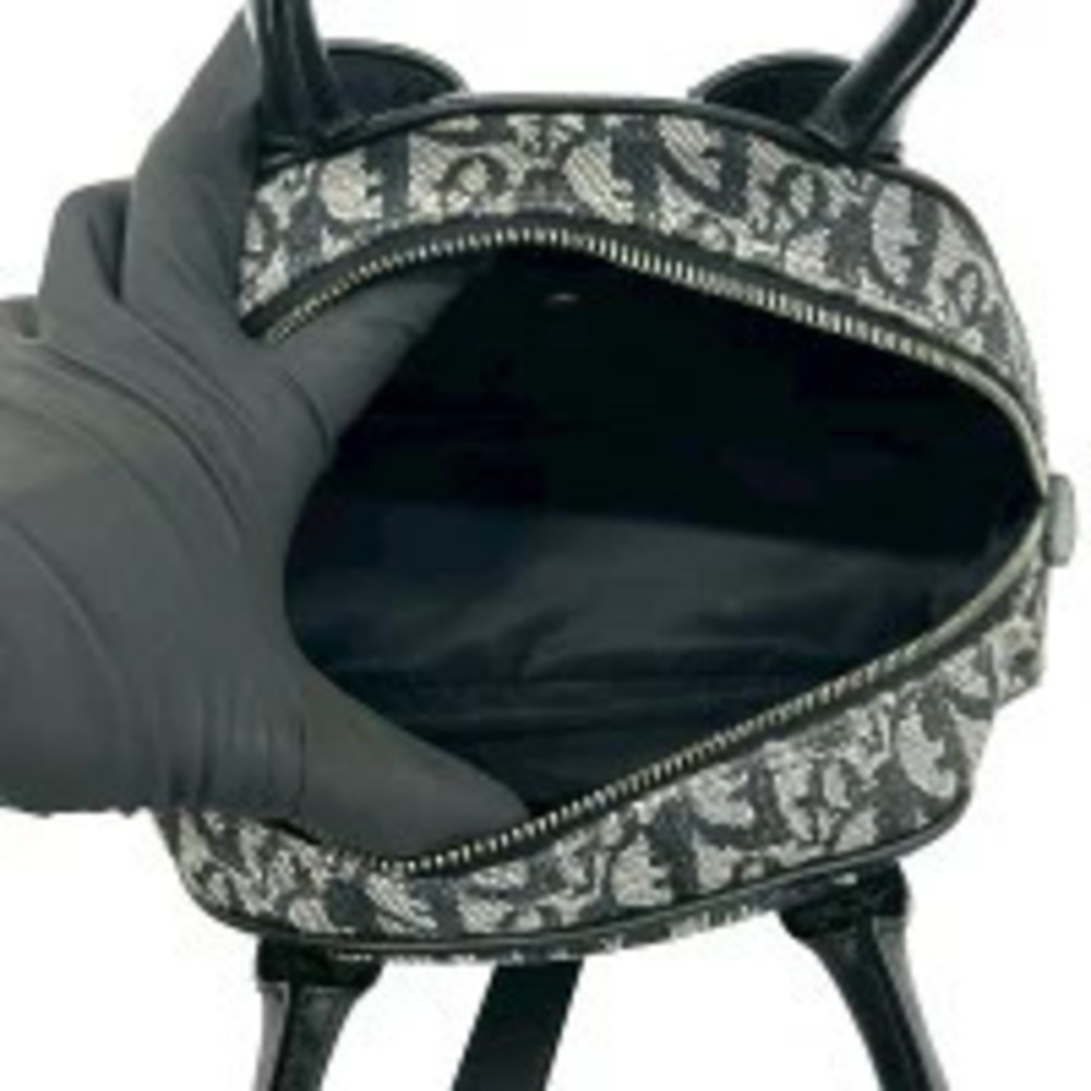 Christian Dior Double Saddle Bag Trotter Canvas Leather Handbag Black - Picture 9 of 10